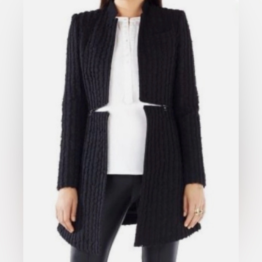BCBGMaxAzria Black Textured Open Jacket Size XXS